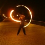 Fire poi - Me on the Charles Bridge in Prague