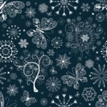 1715539 702302 dark blue christmas repeating pattern with snowflakes and butterflies vector