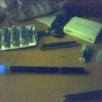 Kr808d1 with cartomizer condom on the battery end over the led