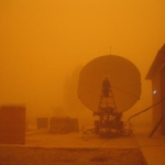 My Satellite dish in the Midst of just one of the many sandstorms!