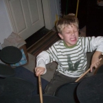 Huston playing a very complex polyrythm... a one e and a two e and a three 3 and a 4566787765arrrghhhhh!!!
