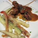 Veal skewers with tempura