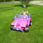 Hannah and her jeep.