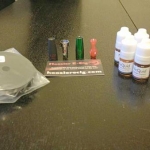 2 spools of Kanthal (26 and 30ga), 5 bottles of NicQuid I won on the JeannieK Show, and some eGo cones, a drip tip and a tank filler funnel from Hoozier E-Cigs...