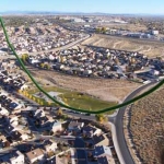 That little patch of green is the little park we took off from.