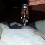 Leak resistance test - upside down with solid wick and fill hole unplugged.