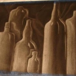 Still life of bottles. Charcoal.