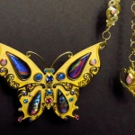 Spectrolite and Opal Butterfly Necklace