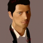 Painting of Castiel I did from Supernatural, still in the works