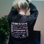 Back design of long-sleeved tee. Designed by my mother. Need a smaller size in this one, too!