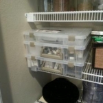 ArtBin Cases for DIY and Gear, kept in the pantry and out of sight.