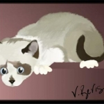 Chip as a kitten, pre, Wacom, using mouse and Gimp