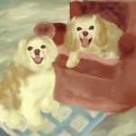 My first commissioned portrait. "Cockers". Wacom with Gimp - watercolor