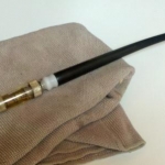 Completed pipe; Cherry bowl, EPM flat top button, vulcanite churchwarden stem, and a mini-universal adapter by Cherry Vape.