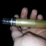 Brass chi you with ss. Brass monkee rda.  Widebore delrin drip tip.
