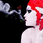 Butterfly Girl Red Smoke