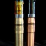Tesla M1's - one copper and one brass. Really nice and slim! Both topped with mini Vivi Nova Champions.