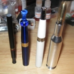 From left tp right, a standard manual 510, a 650mah eGo, a 900mah eGo, and the Calibre.