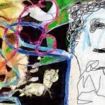 Man with abstract painting