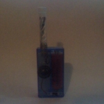 3.7v clear-blue boxmod with 2.4ohm clearomizer.