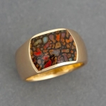 A+ grade fossilized gem dinosaur bone inlayed in 14k