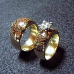 Gem Dinosaur Bone and Diamond Wedding Set