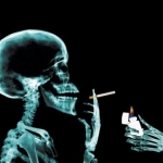 funny skeleton girl smoking