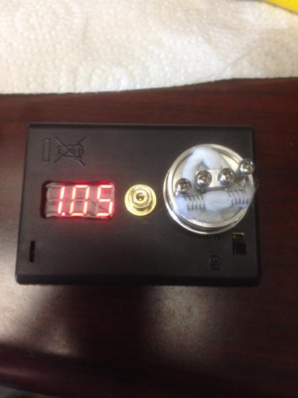 30g Kanthal
4 wraps each side
Double boiled organic cotton wick