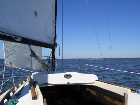 A look out at the lake under sail