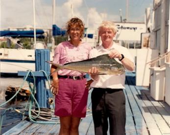 ANOTHER HAPPY ANGLER WITH A  BEAUTIFUL DOLPHIN TROPHY FISH FOR HIS WALL!