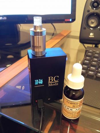 BC Modz 50 watt box mod and Vulcan RDA.