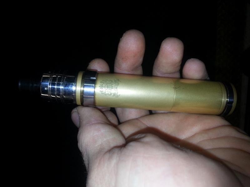 Brass chi you with ss. Brass monkee rda.  Widebore delrin drip tip.