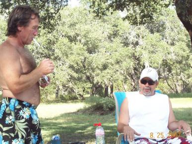Brother in Law & his best-buddy neighbor. -- They're the two most formidable dudes of any of my own ping-pong arch rivals!