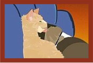 Bucky grooming the top of Chip's head. Pre-Wacom, using mouse and Gimp. Kind of Warhol-esque. A personal fave.