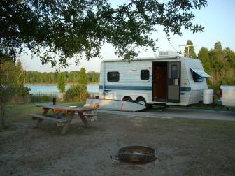 Camping by a lake near Orlando