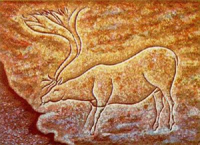 Cave Art Engraved Deer 25111
