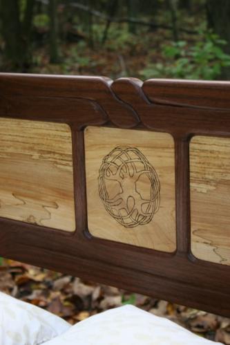 Celtic fertility symbol I burnt into the center panel on the head of my daughter and son in law's bed. 
Drewidic magic doesn't work.