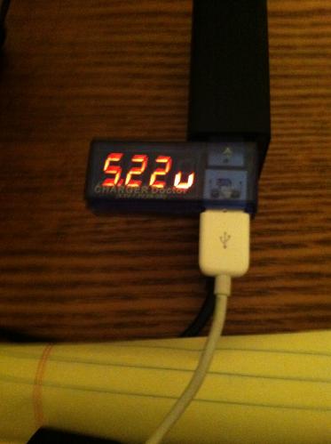 Charger Doctor measuring volts between my cell phone and my new 5 port Anker USB charger