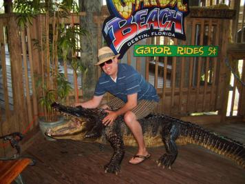 D riding a gator in Destin