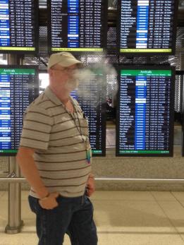 Dad vaping in BWI waiting for Michael's show to start.
