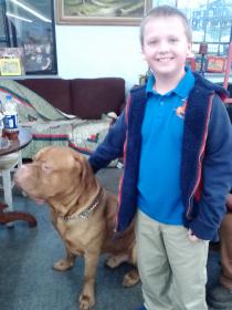 Daniel making friends with big boy HOOTCH!