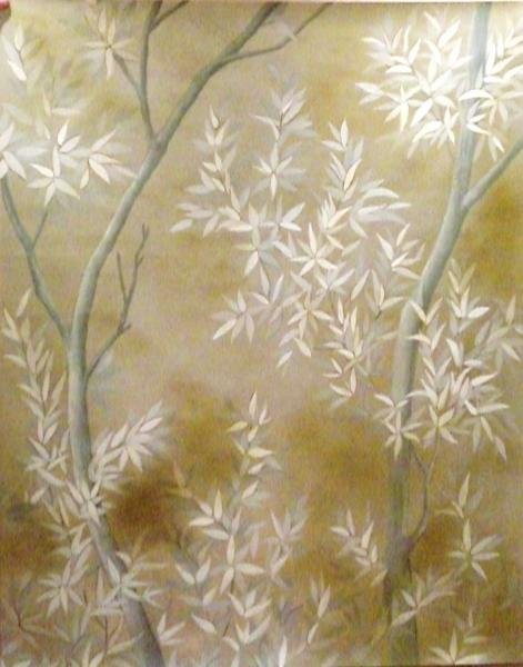 decorative painting on silver leafead panel (detail)