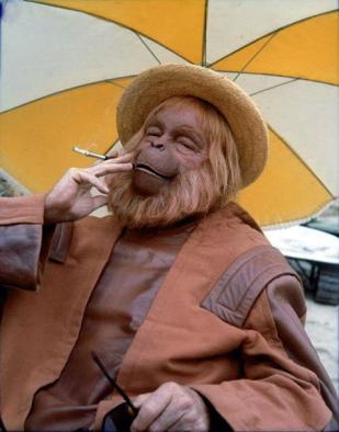 Dr Zaius Smoking a Cigarette Planet of the Apes Behind the Scenes Photo