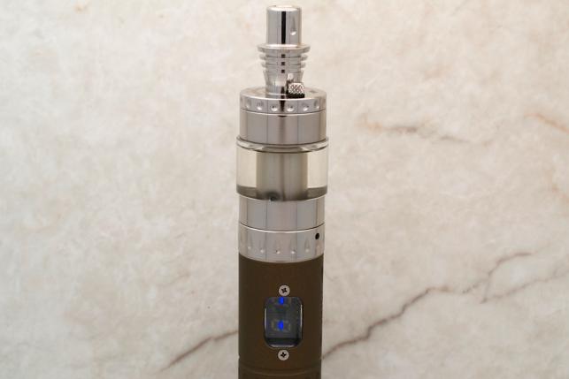 DSC 0568 - New Driptip to compensate for the thumbscrew on the fill hole. Blue LED on Metallic Bronze Provari Mini