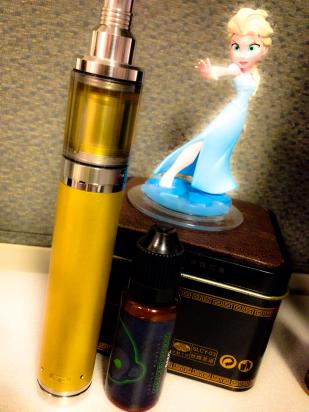 Ehpro Kayfun Lite Nano V2 
--modified airflow.  Drilled out to 5/64
sitting on a brass Paps GP.