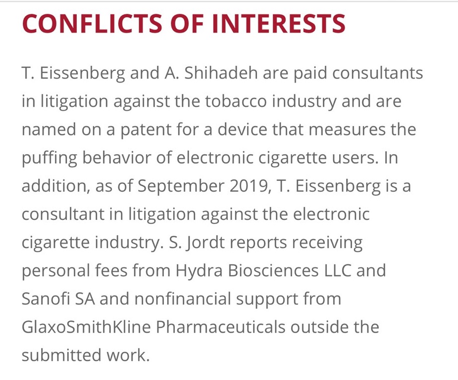 Eissenberg conflict of interest
