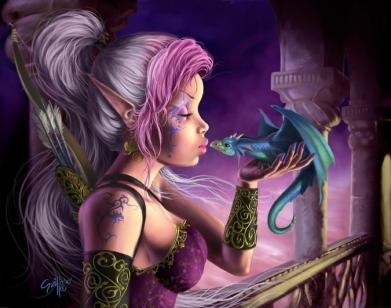 Elf & Baby Dragon
Rendered in Painter x
