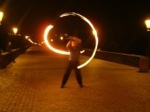 Fire poi - Me on the Charles Bridge in Prague