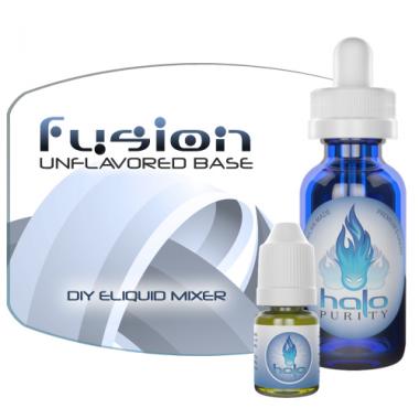 Fusion (Unflavored) -  Halo Fusion is our premium unflavored nicotine base, and is made to the same strict standards as our other e-liquid products. Produces the same smooth throat hit and vapor production as our standard e-liquid, but allows you to create your own flavors at your own strengths. Can also be used to spice-up some of your existing Halo e-liquid.