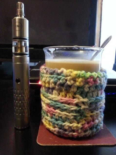 good morning - provari with a zap and always have my coffee (or any drink for that matter) in a beaker lol.